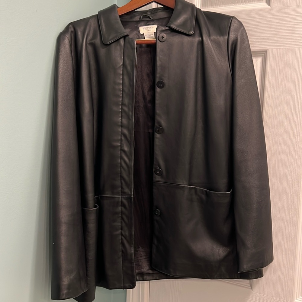Brooks brothers leather jacket size medium